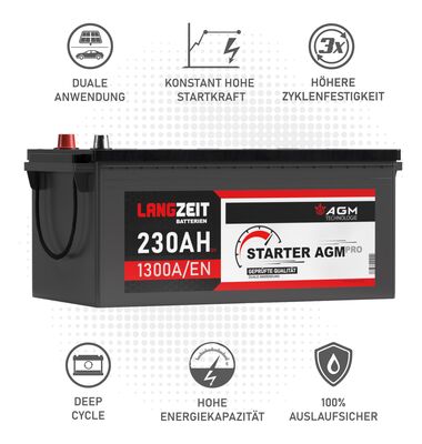 Μπαταρία Φορτηγού LANGZEIT AGM 230AH 1300A/EN 12V | battery-expert.gr