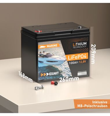 Μπαταρία Σκαφών Λιθίου Exakt Marine Lithium LifePO4 100Ah / battery-expert.gr