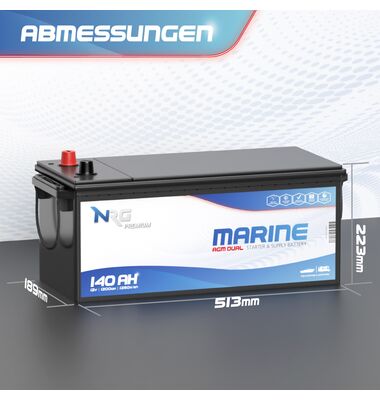 NRG Marine AGM DUAL EP1200 Μπαταρία Σκάφους 140Αh 1700A 2100wh 12V / battery-expert.gr